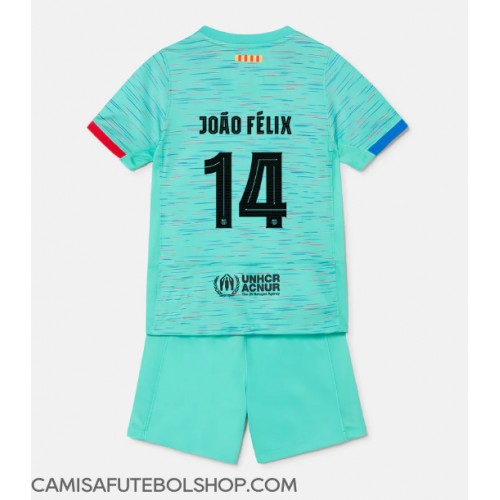 Camisa de time de futebol Barcelona Joao Felix #14 Replicas 3º Equipamento Infantil 2023-24 Manga Curta (+ Calças curtas)